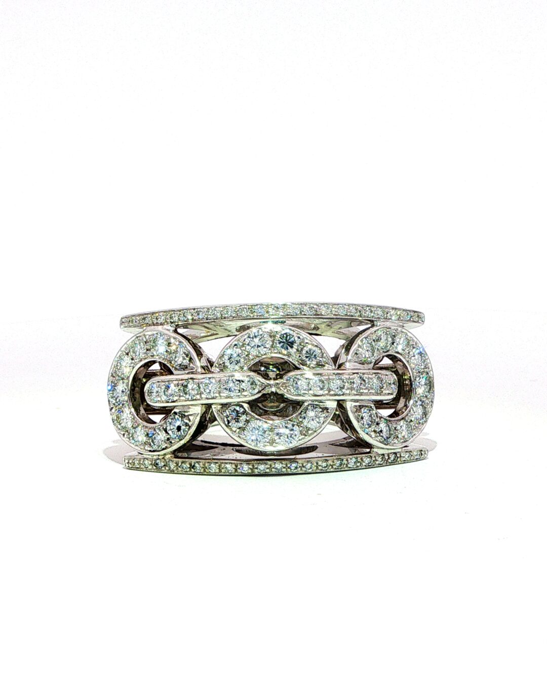 Anello cocktail geometrico oro diamanti lfrontale