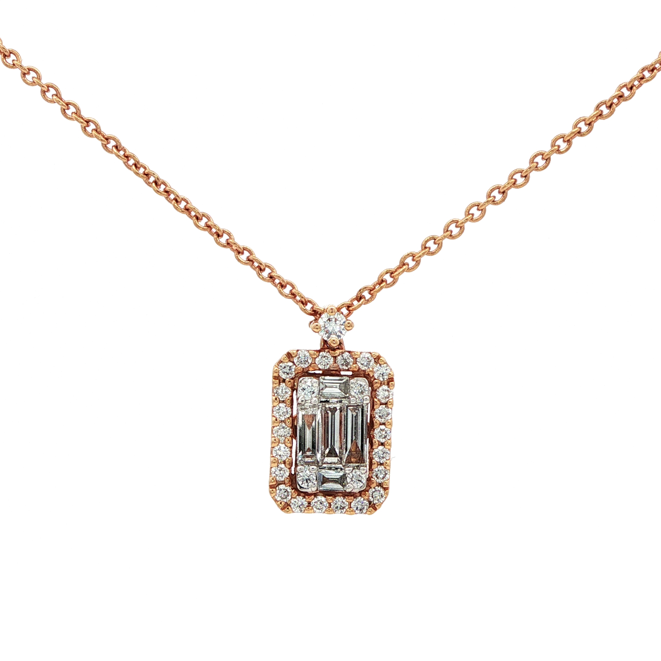 Catenina in Oro Rosa con Pendente Diamanti Magic frontale