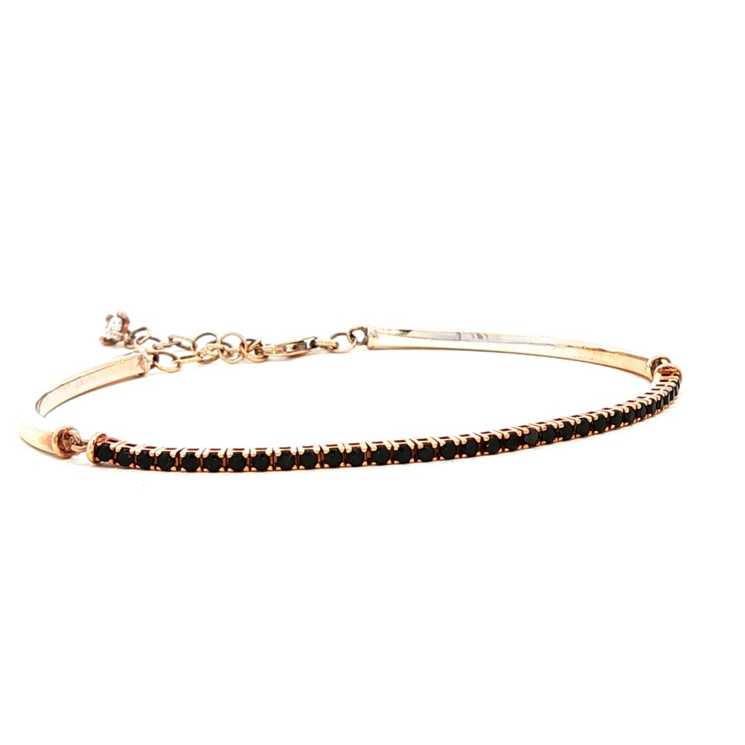 frontale Tennis Oro Rosa con diamanti Neri