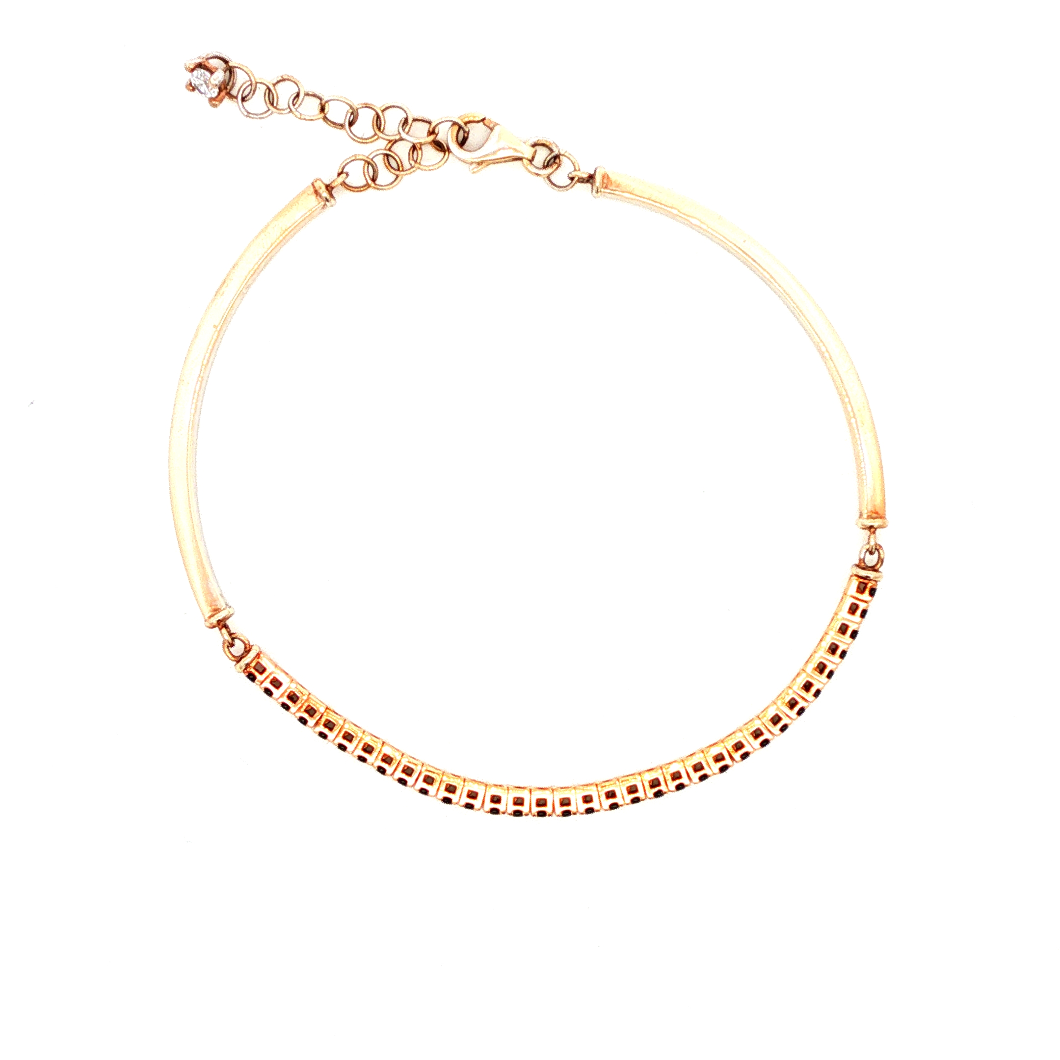 alto frontale Tennis Oro Rosa con diamanti Neri