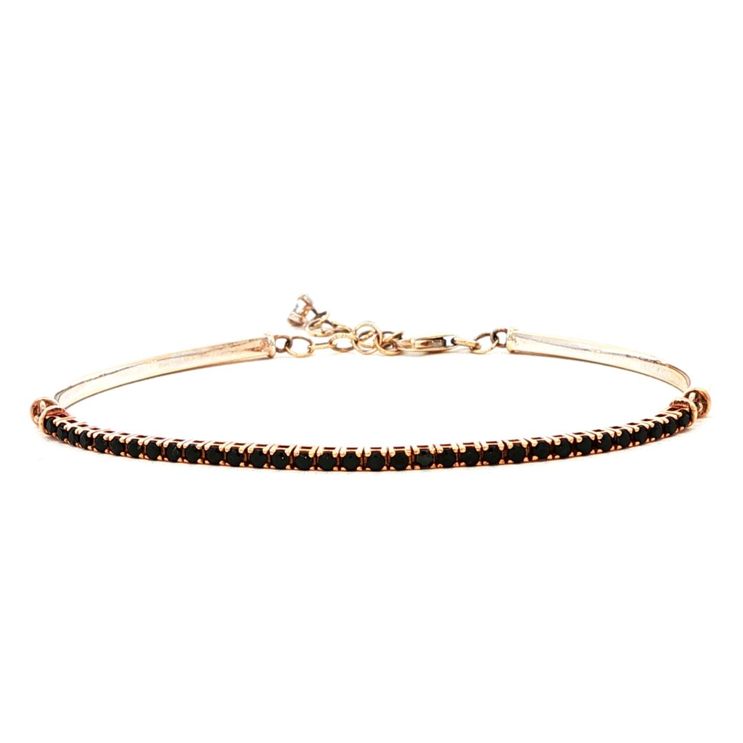frontale 2 frontale Tennis Oro Rosa con diamanti Neri