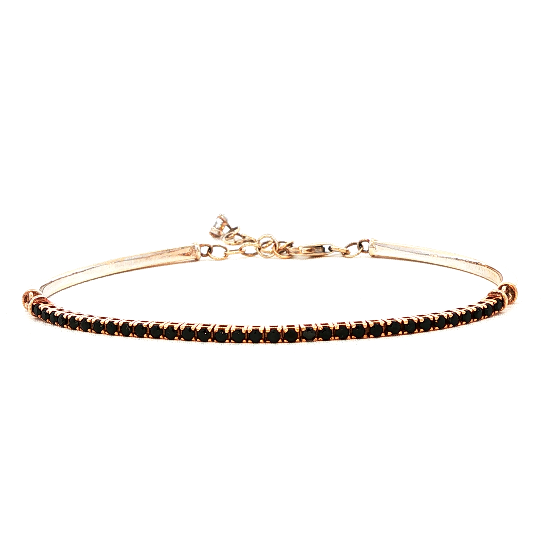 dettaglio frontale frontale Tennis Oro Rosa con diamanti Neri