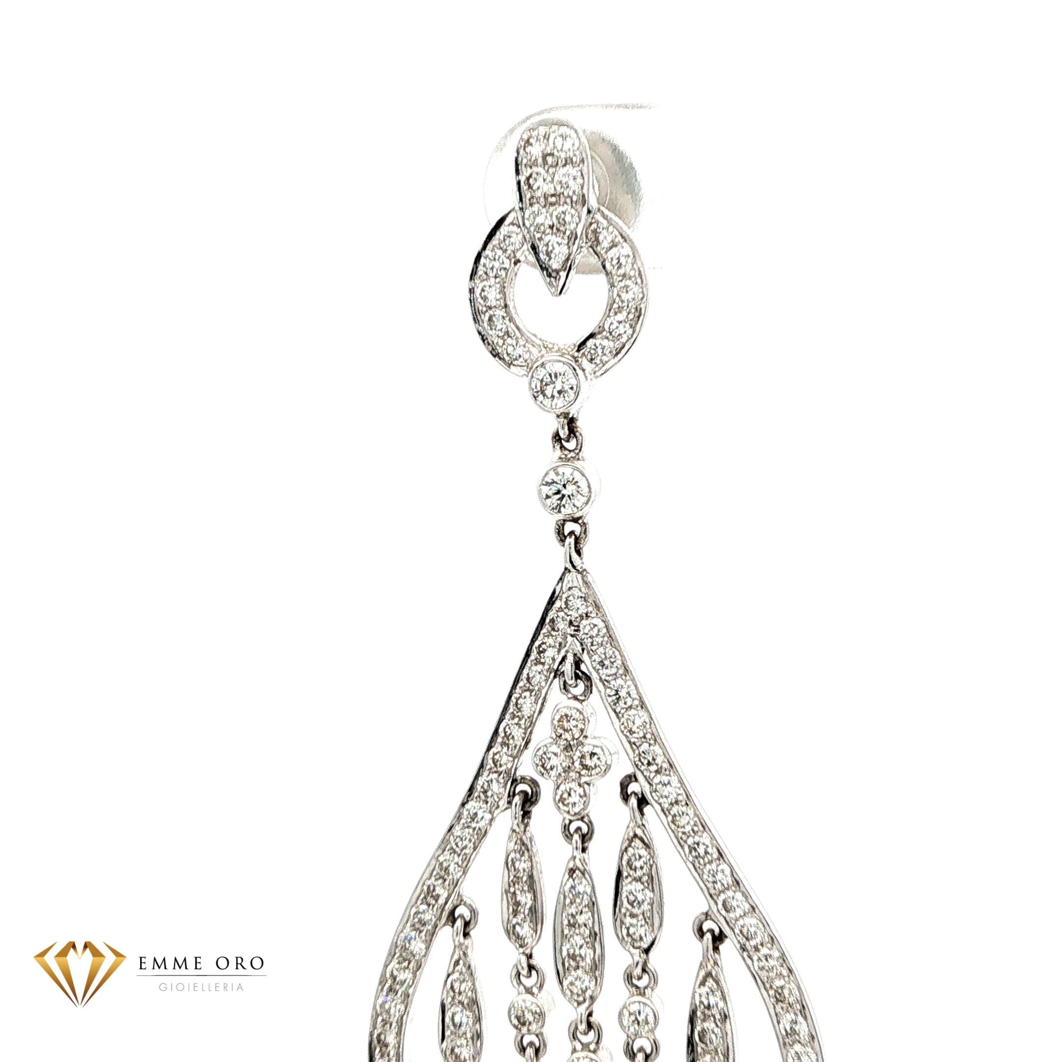Orecchini Pendenti Chandelier Oro Bianco e Diamanti dettaglio 2